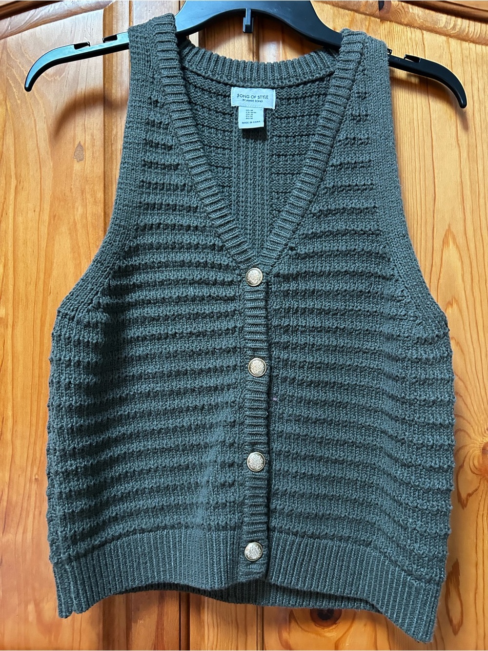 Song of Style Olive Green Knit Button-Front Sweater Vest